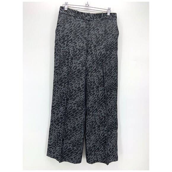Equipment Arwen Pants Womens 2 Leopard Print Grey Silk‎ Wide Leg Preppy Mob Wife - Picture 2 of 13